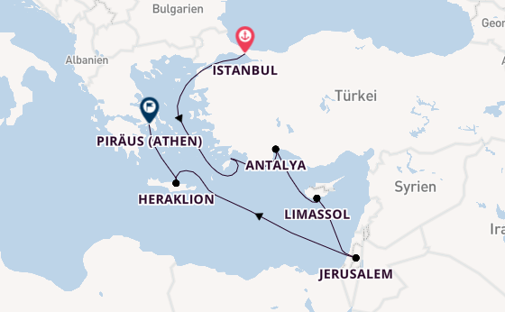 Östliches Mittelmeer ab Istanbul, Türkei auf der Allura 