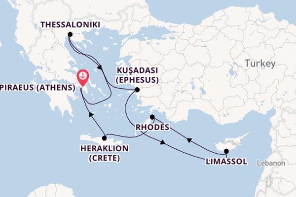 Eastern Mediterranean from Piraeus (Athens), Greece with the Celebrity Infinity