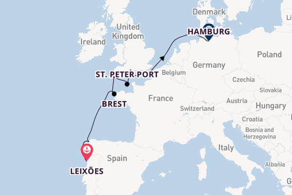 Verenigd Koninkrijk vanaf Leixões, Portugal met de HANSEATIC spirit