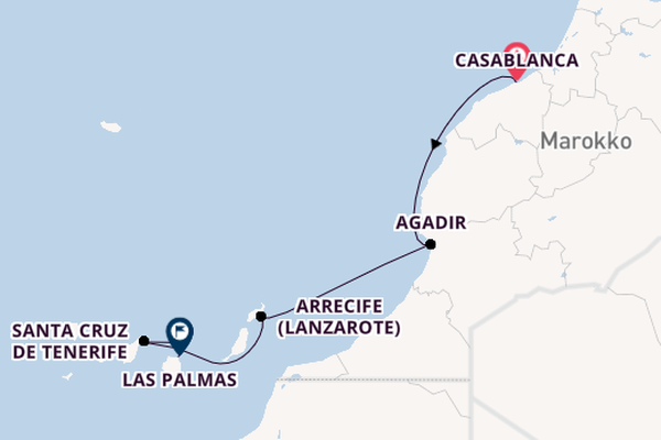 Kanarische Inseln ab Casablanca, Marokko auf der SEA CLOUD SPIRIT