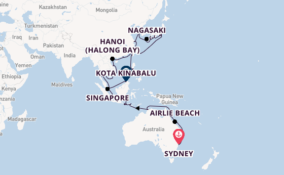 South East Asia from Sydney, Australia with the Vista