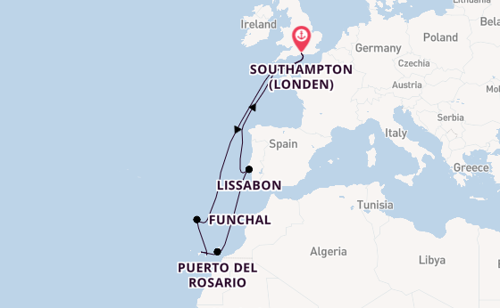 Canarische Eilanden vanaf Southampton (Londen), Engeland met de Queen Victoria