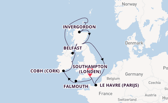 Britse Eilanden vanaf Southampton (Londen), Engeland met de Majestic Princess