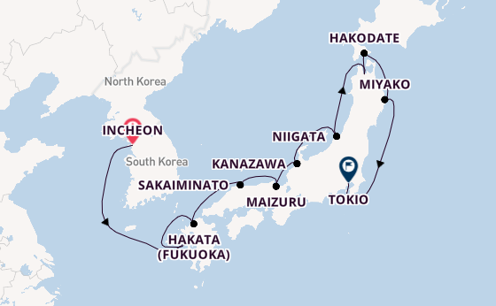 Japan vanaf Incheon, Zuid-Korea met de Silver Whisper