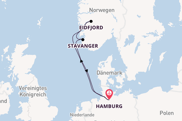 Norwegen ab Hamburg, Deutschland auf AIDAperla