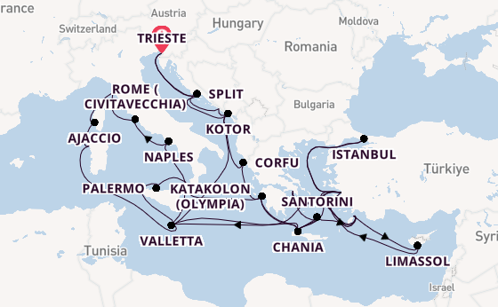 Mediterranean Sea from Trieste, Italy with the Enchanted Princess