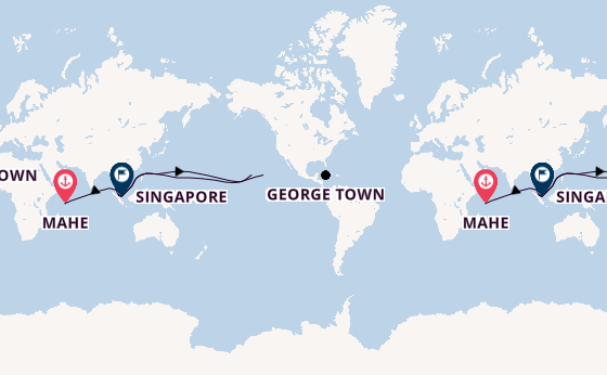 Southeast Asia from Mahe, Seychelles with the MS EUROPA 2