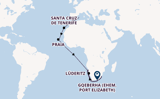 Südliches Afrika ab Palma de Mallorca, Spanien auf AIDAblu