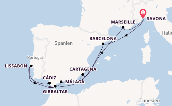 Westliches Mittelmeer ab Deutschland auf der Costa Diadema