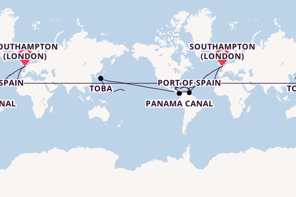 World Cruise from Southampton, England with the Aurora