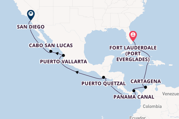 Central America from Fort Lauderdale (Port Everglades), Florida, USA with the Eurodam