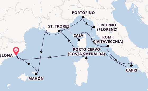 Westliches Mittelmeer ab Barcelona, Spanien auf der EXPLORA I