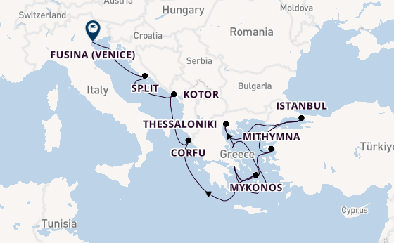 Oostelijke Middellandse Zee vanaf Athene (Piraeus), Griekenland met de EXPLORA I
