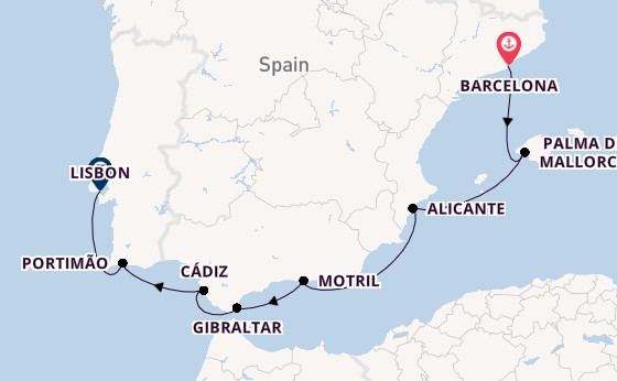 Western Mediterranean from Barcelona, Spain with the Norwegian Dawn