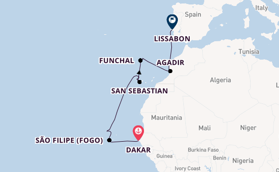 Portugal vanaf Dakar, Senegal met de Silver Endeavour