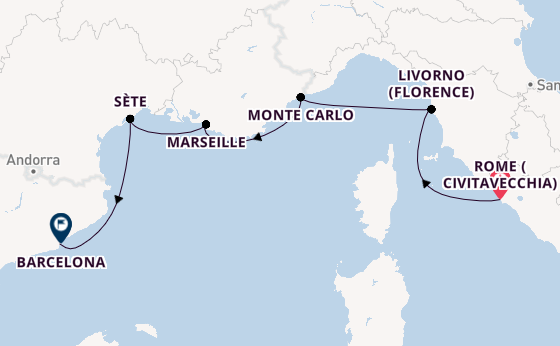 Western Mediterranean from Rome (Civitavecchia), Italy with the Viking Neptune