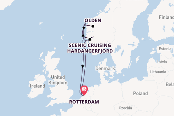 Noorwegen vanaf Rotterdam, Nederland met de Nieuw Statendam