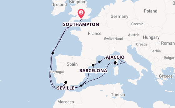 Western Mediterranean from Southampton, England with the Sky Princess 