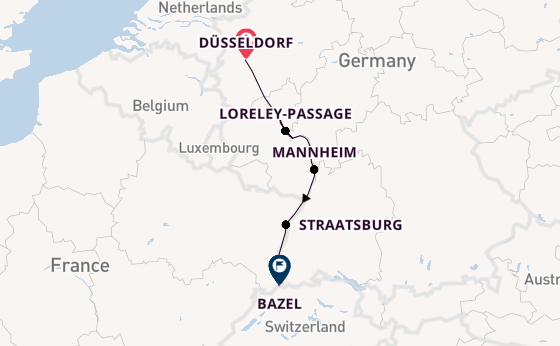 Rijn vanaf Düsseldorf, Duitsland met de VIVA TIARA