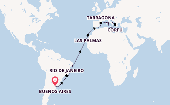 trans-Atlantisch vanaf Buenos Aires, Argentinië met de MSC Splendida