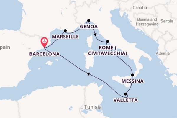 Western Mediterranean from Barcelona with the MSC World Europa
