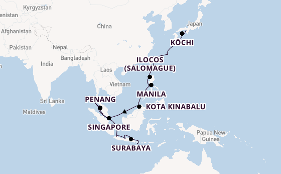 South East Asia from Kobe, Japan with the Seven Seas Navigator