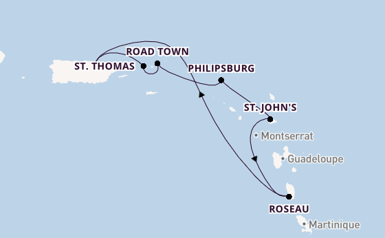 Caribbean vanaf San Juan, Puerto Rico met de Rhapsody of the Seas