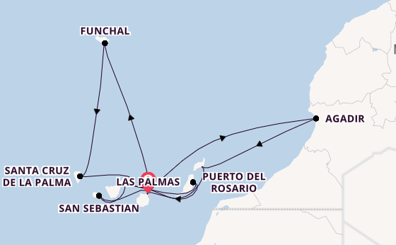 Kanarische Inseln ab Las Palmas, Gran Canaria auf der Mein Schiff 7