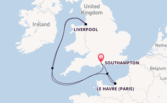 British Isles from Southampton, England with the Queen Elizabeth