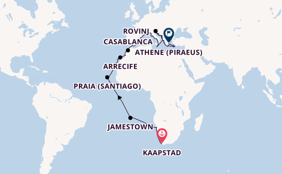 Middellandse Zee vanaf Kaapstad, Zuid-Afrika met de Azamara Onward