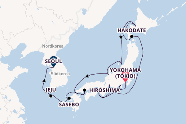Japan ab Yokohama (Tokio), Japan auf der Norwegian Spirit