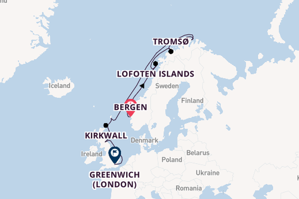 British Isles from Bergen, Norway with the Viking Jupiter