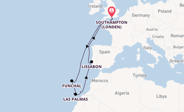 Canarische Eilanden vanaf Southampton (Londen), Engeland met de Queen Victoria