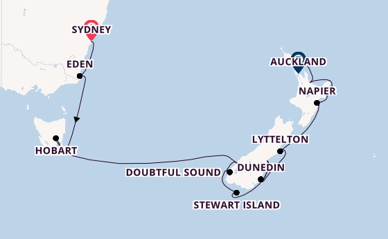 Nieuw Zeeland vanaf Sydney, Australië met de Silver Moon