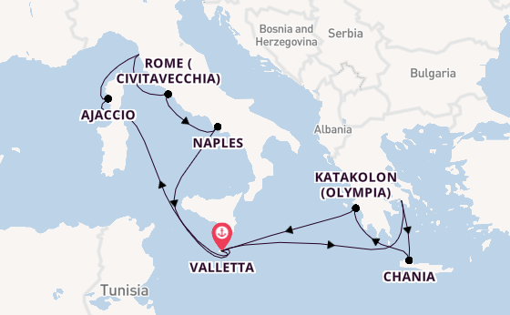 Mediterranean Sea from Valletta, Malta with the Azura