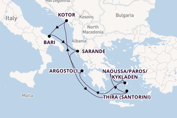 Oostelijke Middellandse Zee vanaf Athene (Piraeus), Griekenland met de EXPLORA II