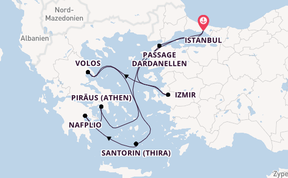 Östliches Mittelmeer ab Istanbul, Türkei auf der Costa Pacifica
