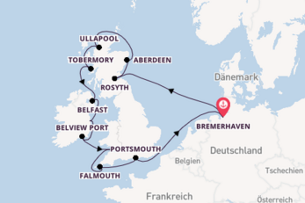 Beeindruckende Kreuzfahrt über Ullapool nach Bremerhaven