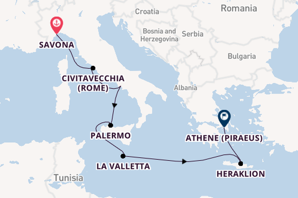 Middellandse Zee vanaf Savona, Italië met de Costa Pacifica