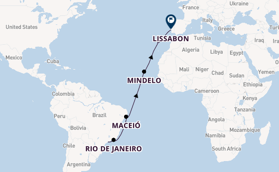 trans-Atlantisch vanaf Santos, Brazilië met de MSC Seaview