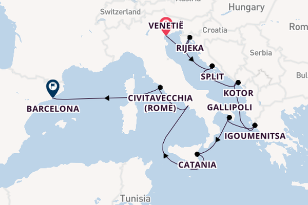 Middellandse Zee vanaf Venetië, Italië met de Insignia