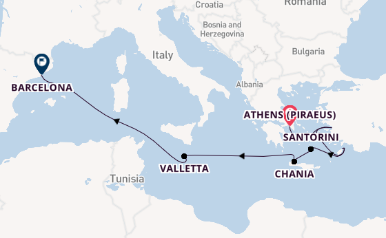 Eastern Mediterranean from Athens (Piraeus), Greece with the Celebrity Xcel