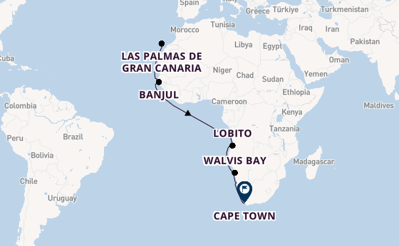Africa from Santa Cruz de Tenerife, Spain with the MS EUROPA 2