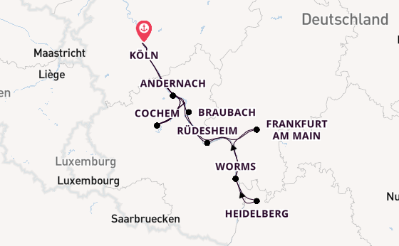 Rhein ab Köln, Deutschland auf der Swiss Crystal