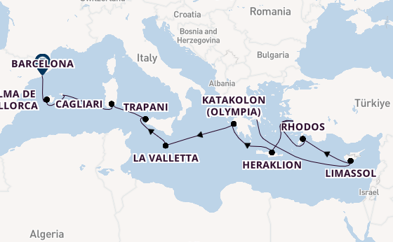 Middellandse Zee vanaf Athene (Piraeus), Griekenland met de Allura