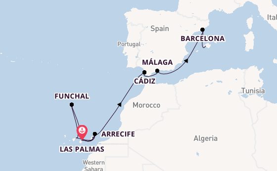 Canarische Eilanden vanaf Las Palmas, Gran Canaria, Spanje met AIDAcosma