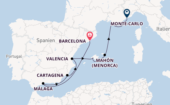 Westliches Mittelmeer ab Barcelona, Spanien auf der Silver Ray