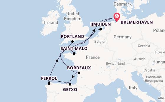 Engeland vanaf Bremerhaven, Duitsland met de Amera