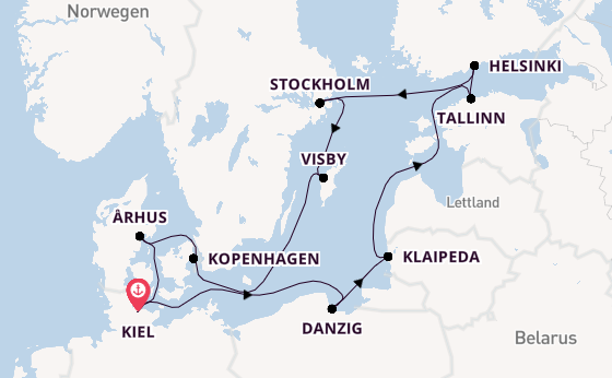 Ostsee ab Kiel, Deutschland auf der Mein Schiff 1