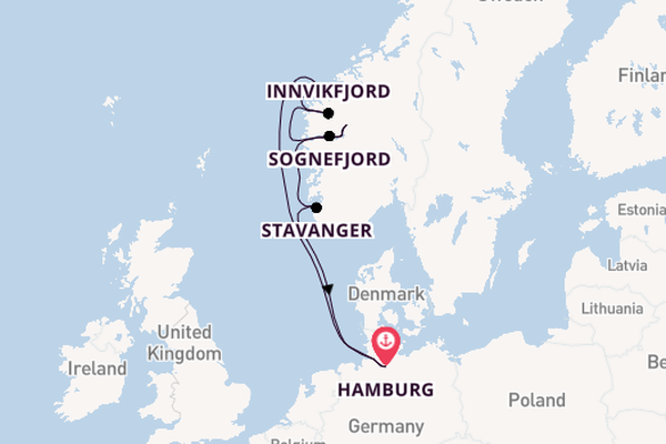 Norway from Hamburg, Germany with the Queen Mary 2